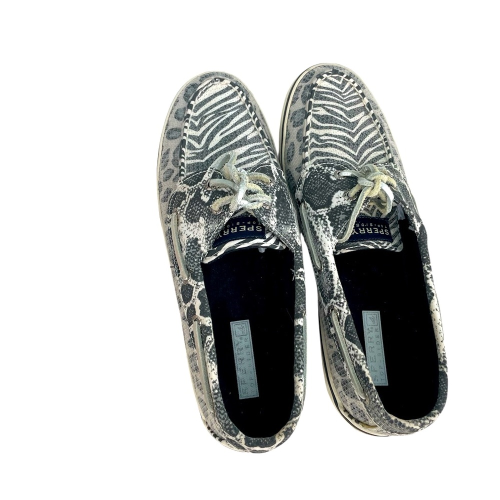 Sperry Top Sider Bahama Cheetah Zebra Print Sequin Womens Boat Shoes Size 9.5 M - Picture 3 of 8